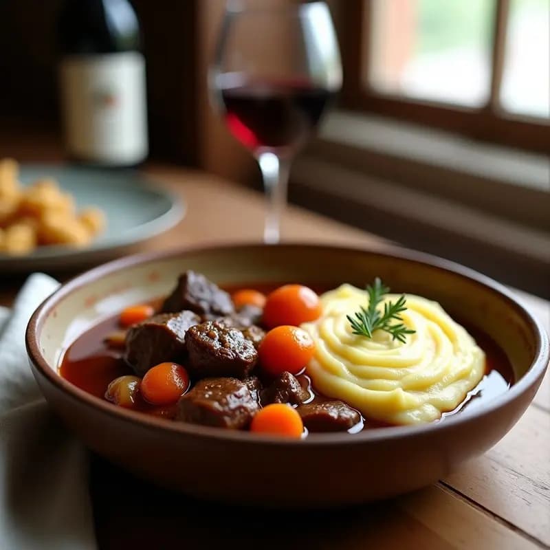 Boeuf Bourguignon Francés con Puré de Coliflor: Receta en Olla de Cocción Lenta