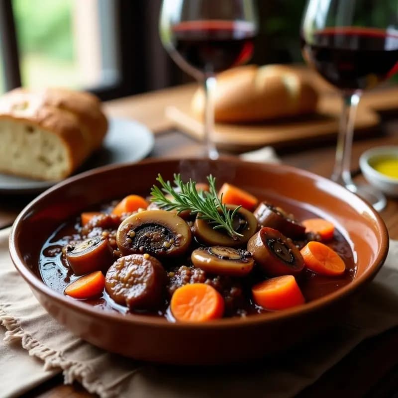 Bœuf Bourguignon con Setas Portobello: Versión Vegana del Clásico Francés