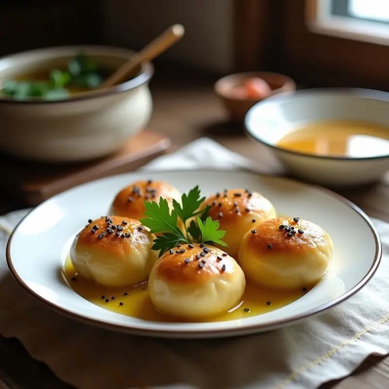 Böhmerwaldknödel Austriacos: Albóndigas de Pan con Semillas de Amapola y Mantequilla