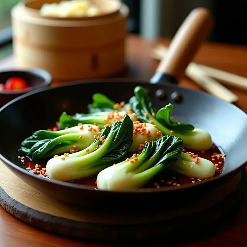 Pk Choy Salteado con Salsa de Ostras Vegana: Receta China Rápida y Crujiente