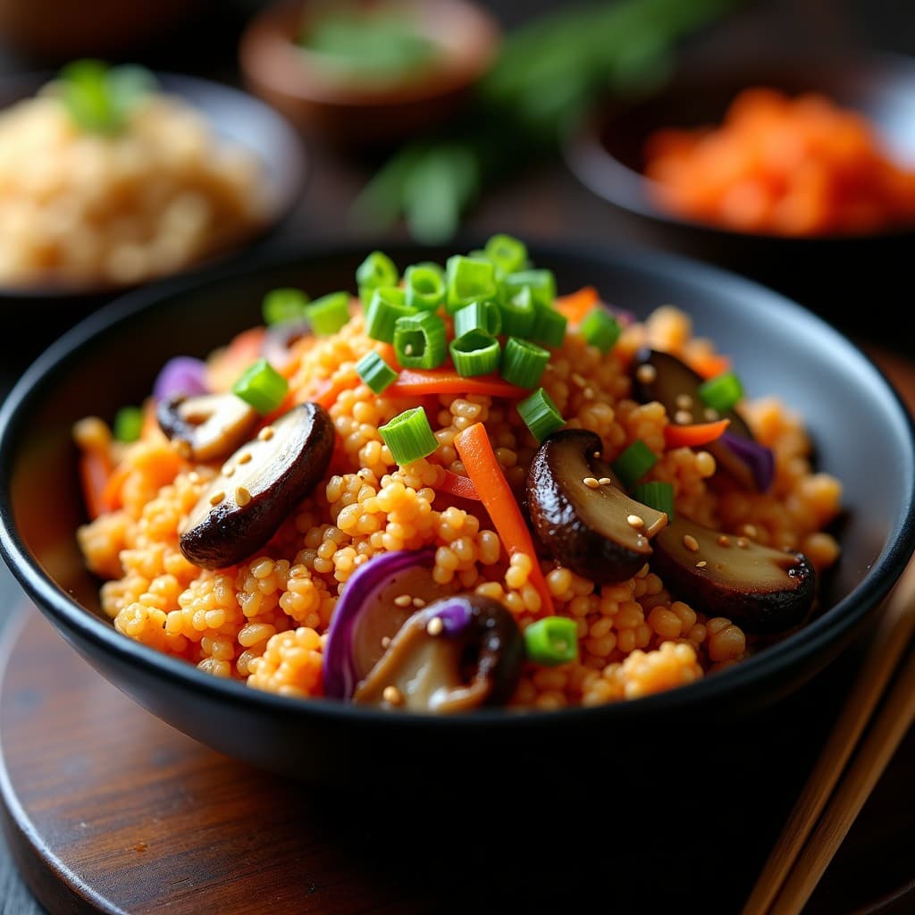 Bokkeumbap Coreano con Coliflor y Champiñones: Receta Vegana y Sin Arroz en Sartén