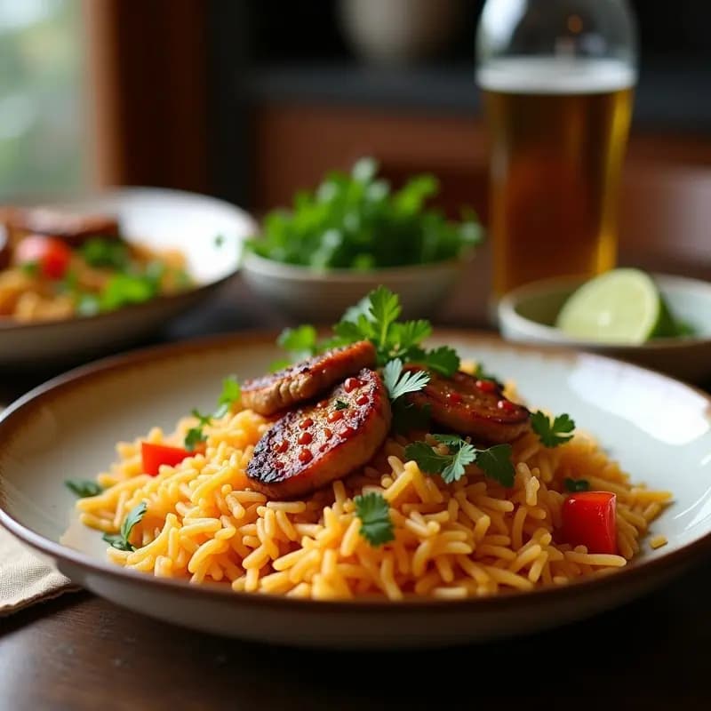 Bokkeumbap Coreano: Arroz Frito con Verduras y Carne Picante en una Sartén