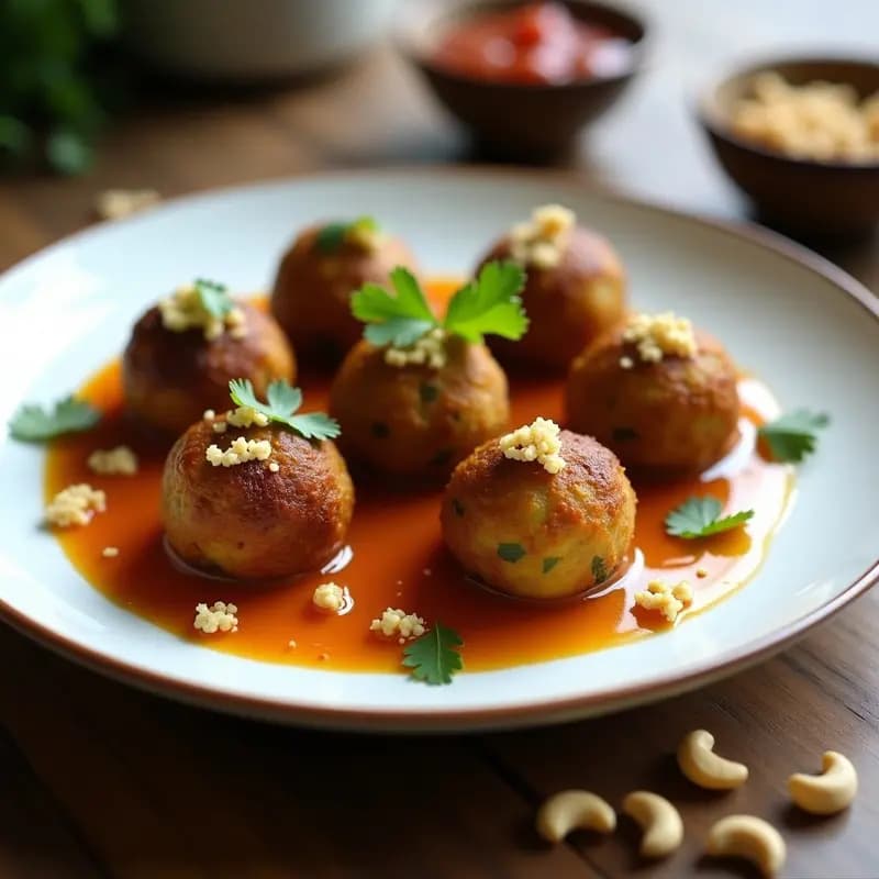 Bolas de Berenjena al Curry con Chutney de Tamarindo: Receta India Vegana