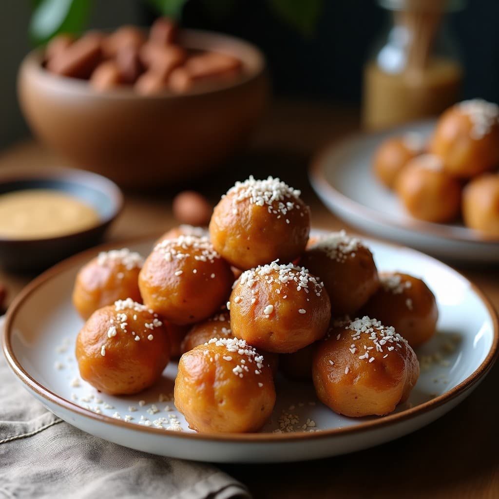 Bolas de Dátil y Coco Rellenas de Mantequilla de Almendra: Snack Energético Sin Azúcar y Sin Horno