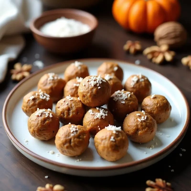 Bolas de Dátiles y Nueces con Especias de Pumpkin Pie: Snack Americano Sin Horno y Sin Azúcar