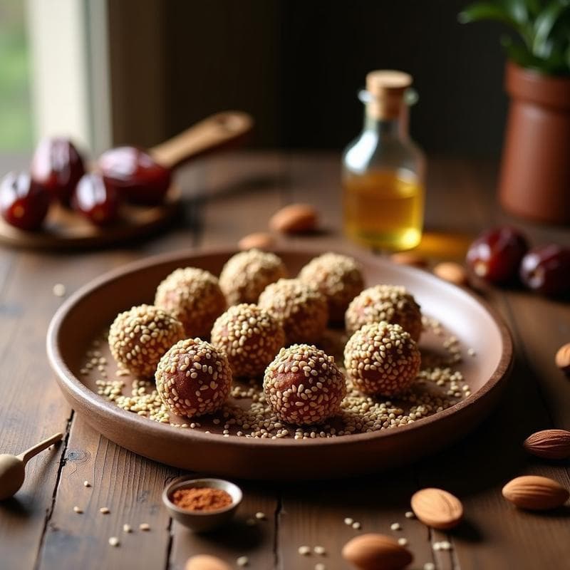 Bolas de Dátiles Rellenas de Pasta de Almendra y Café: Postre Árabe Keto y Energético