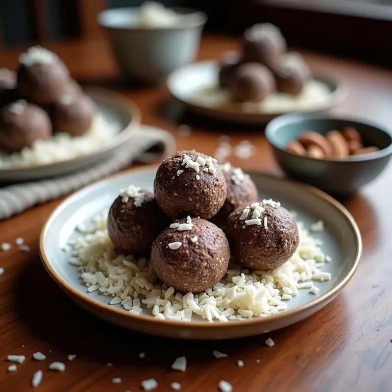 Bolas de Energía de Cacao y Almendras con Coco Rastado: Snack Keto y Crujiente