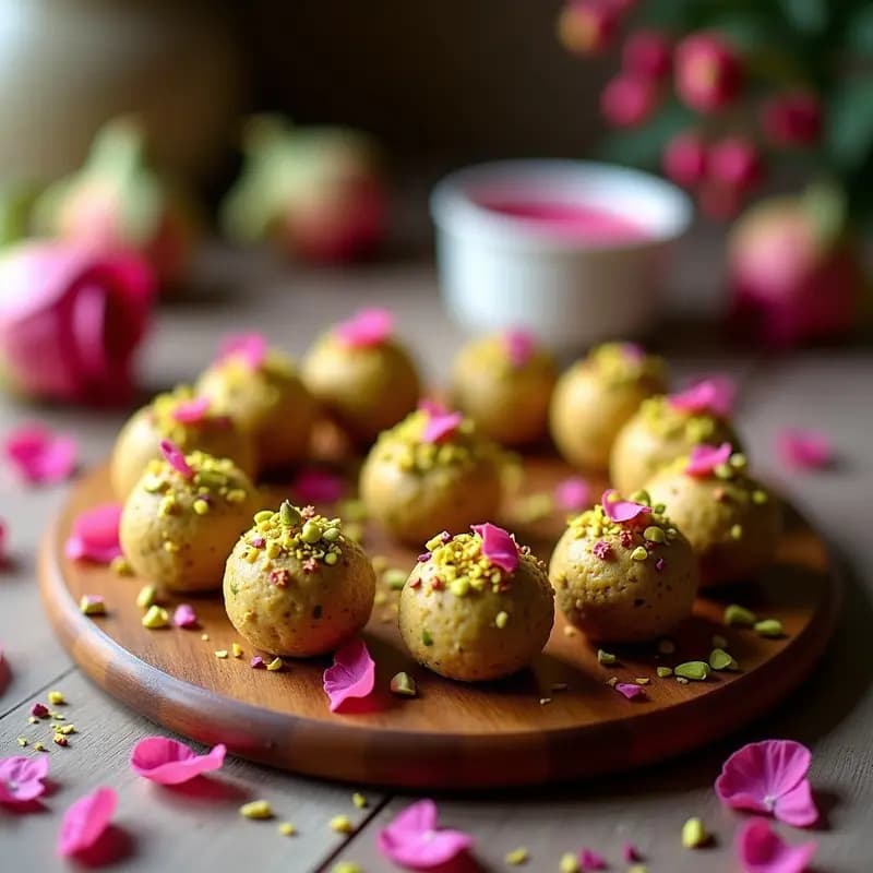 Bolas de Energía de Dátiles, Pistacho y Rosa de Damasco: Snack Crudivegano con Toque Persa