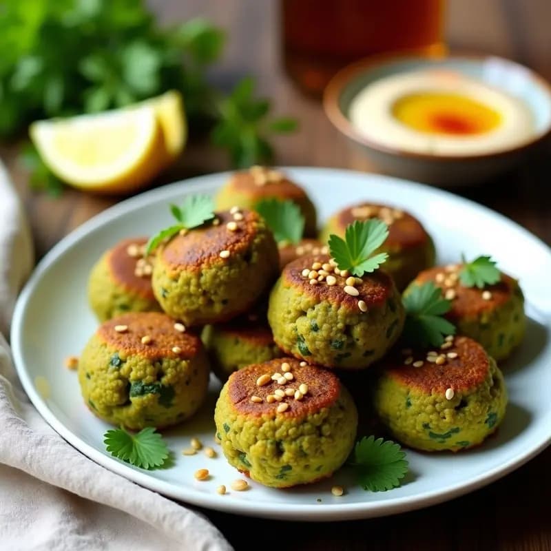 Bolas de Falafel de Habas Verdes y Hierbas: Receta Siria Crujiente en Airfryer