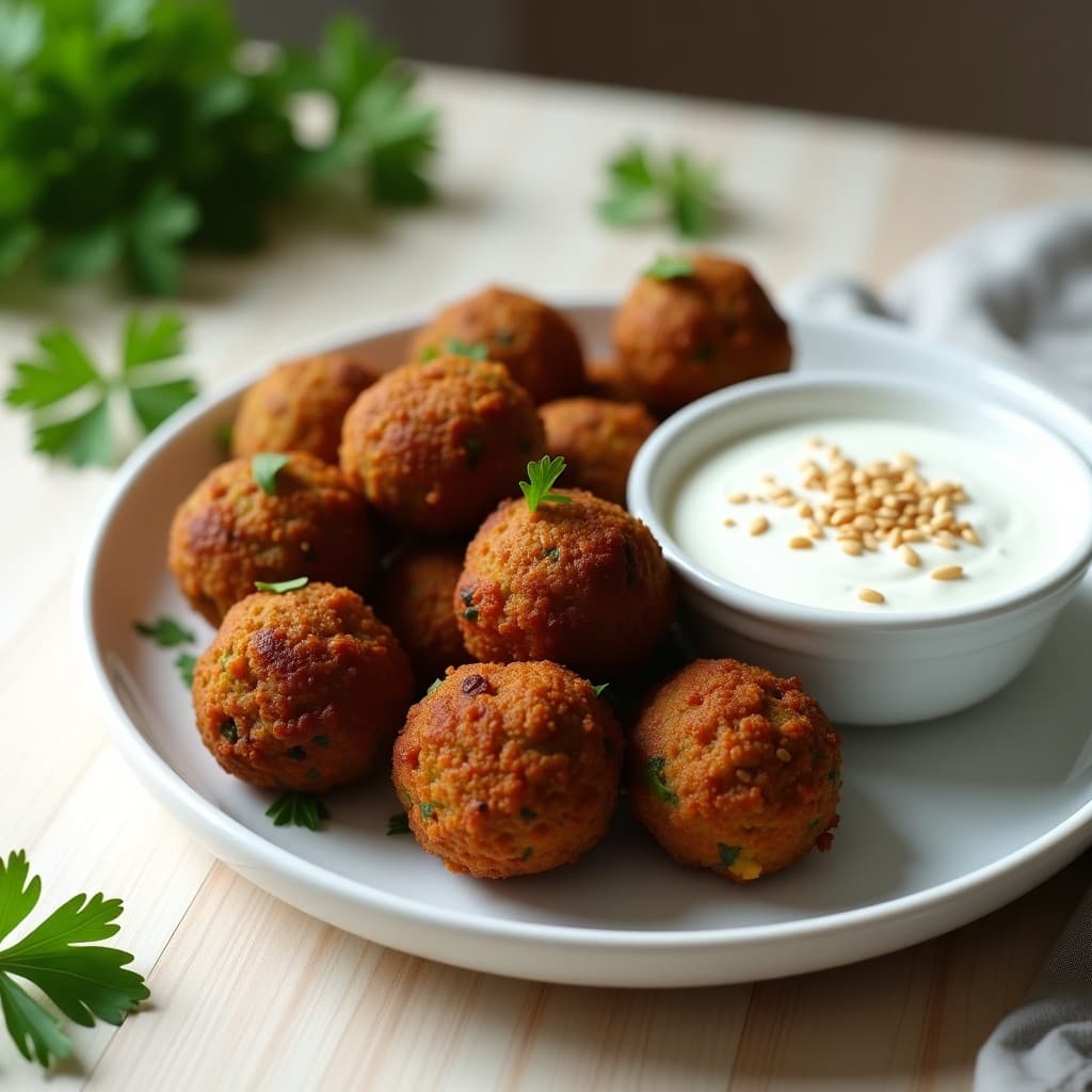 Bolas de Falafel de Habichuelas Negras: Receta en Airfryer con Salsa de Yogur de Soja