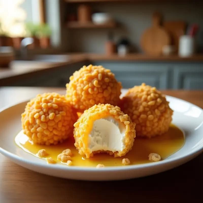 Bolas de Helado de Vainilla Empanizadas con Cereales Cap’n Crunch: Crunch en Cada Bocado