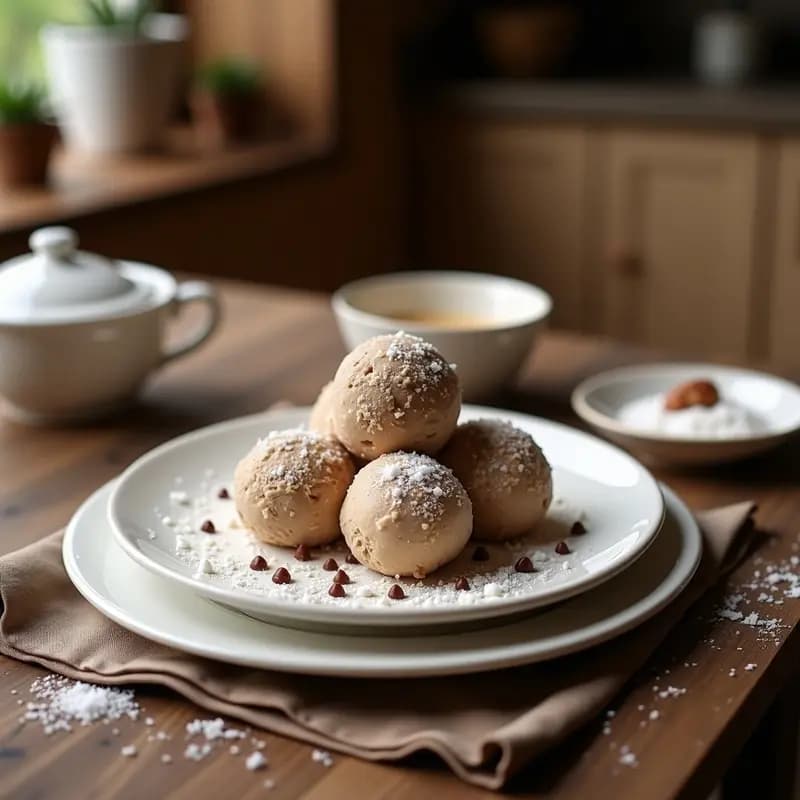 Bolas de Helado de Vainilla Rebozadas en Chocolate y Virutas de Coco: Postre Crujiente y Cremoso