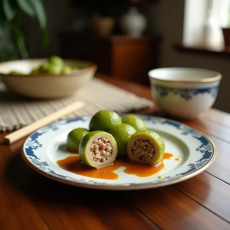 Bolas de Melón Amargo Rellenas de Carne Picada y Arroz Salvaje: Receta China en Olla Express