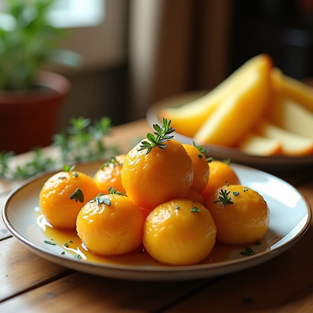 Bolas de Melón Cantalupo y Queso Feta con Miel de Tomillo: Aperitivo Griego Dulce-Salado