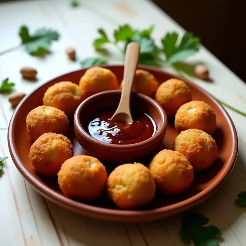Bolas de Mijo y Cacahuete con Salsa de Tamarindo: Snack Indio Sin Gluten en Airfryer