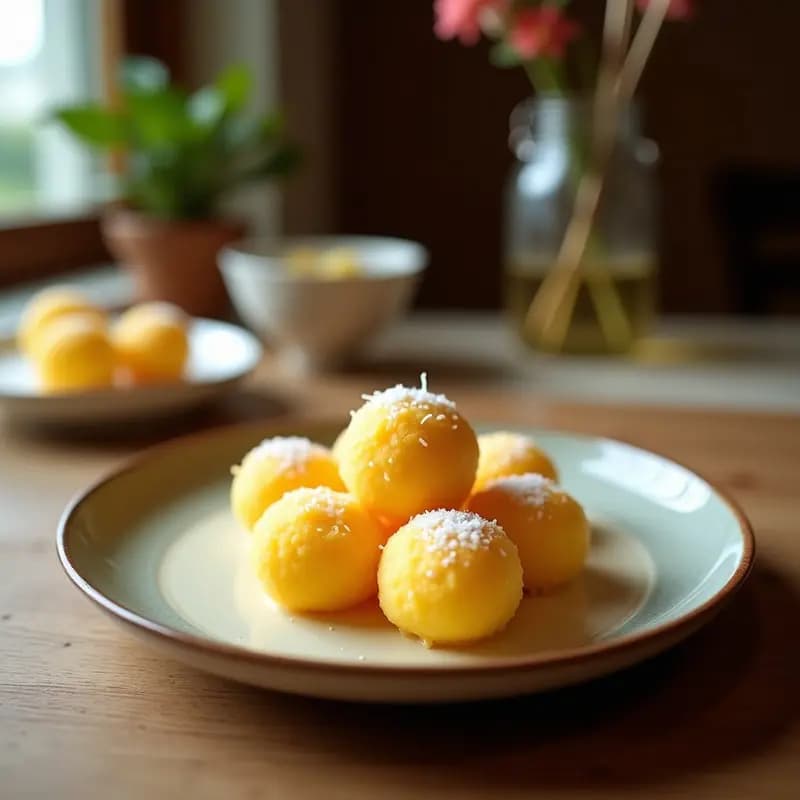 Bolas de Mochi Rellenas de Mango y Coco: Postre Japonés que se Hace en Microondas