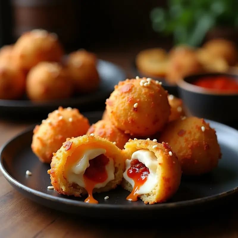 Bolas de Queso Fundido con Chorizo y Mermelada de Guindilla: Aperitivo Explosivo