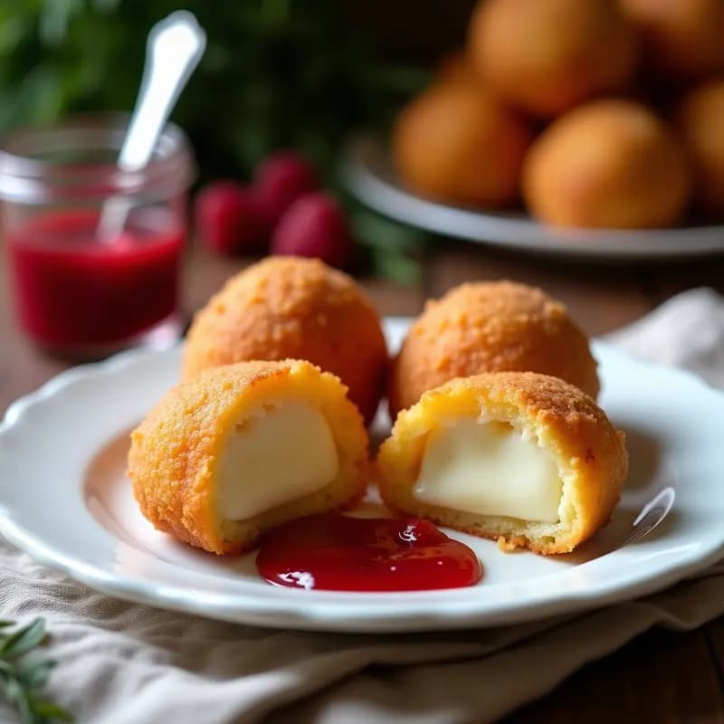 Bolas de Queso fritas en Airfryer con Mermelada de Frambuesa: Aperitivo Dulce-Salado