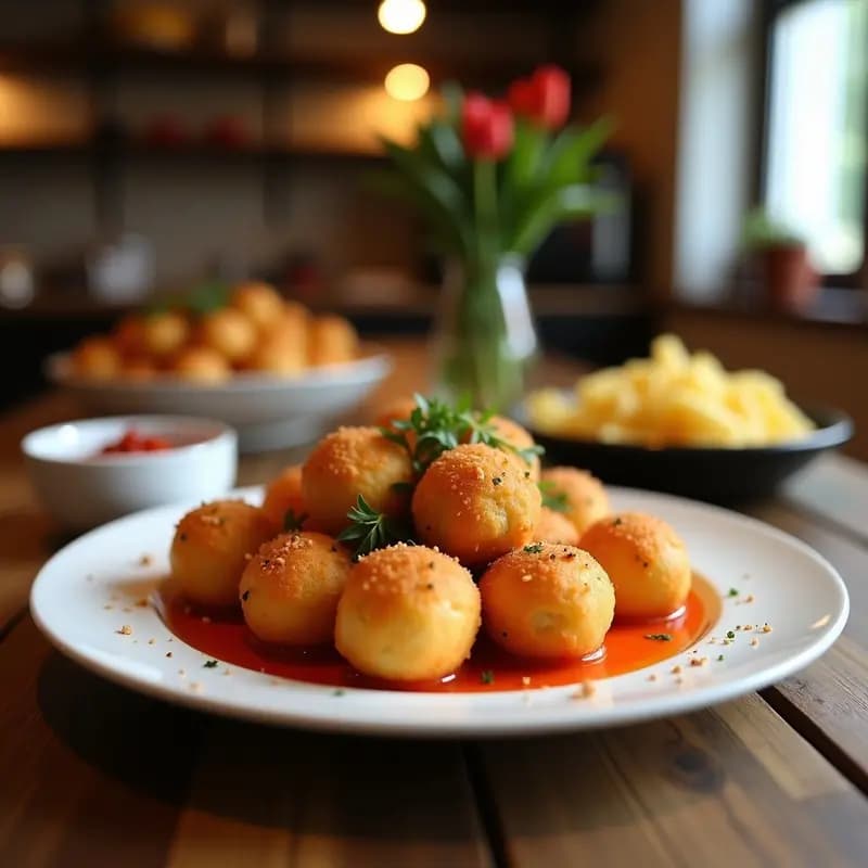 Bolas de Queso Fritas Rellenas de Chorizo y Pimentón: Aperitivo reconfortante