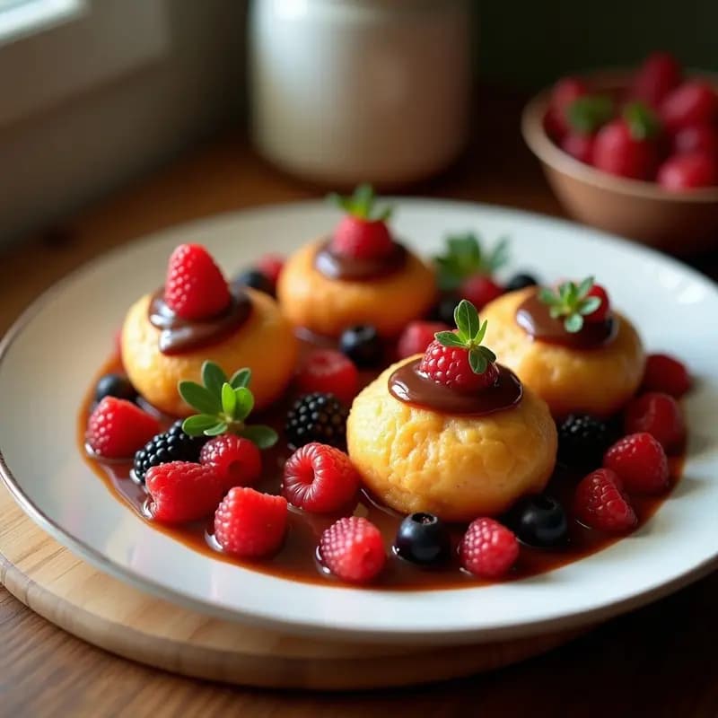 Bolas de Queso Fritas con Mermelada de Frutos Rojos y Chocolate Negro: Contrastes Perfectos