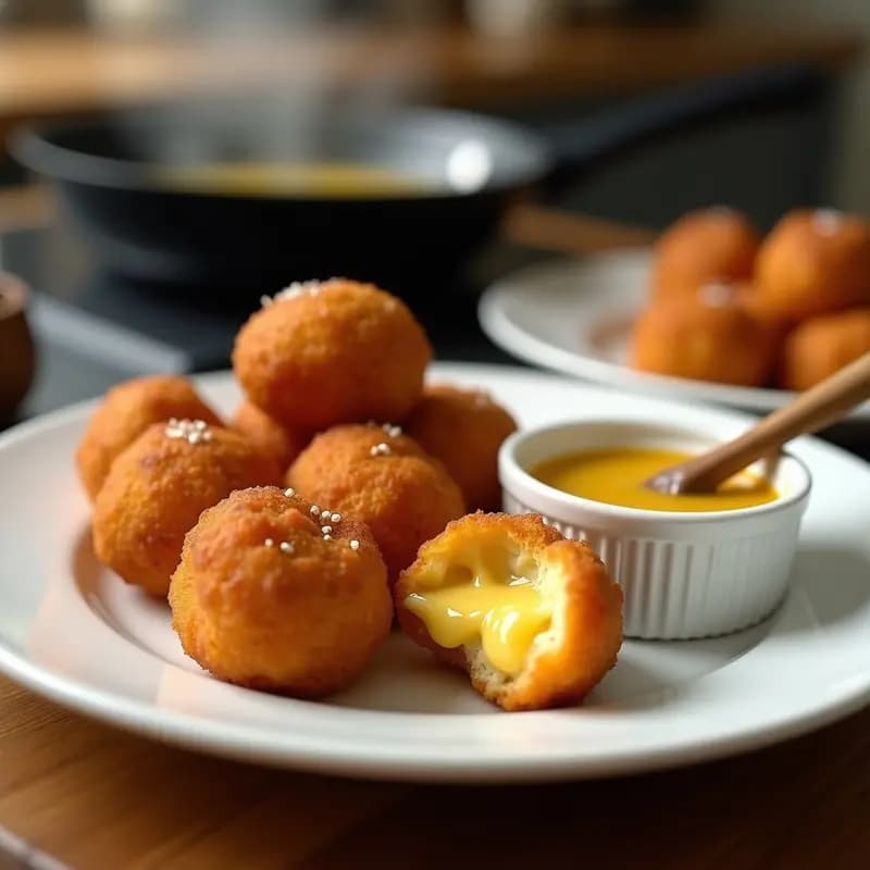 Bolas de Queso Frito con Salsa de Miel y Mostaza: Receta de Aperitivo Crujiente y Adictivo