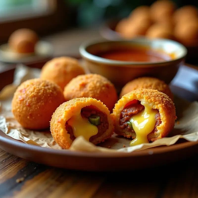 Bolas de Queso Fundido con Chorizo y Jalapeños en el Centro: Explosión de Sabores en Cada Bocado