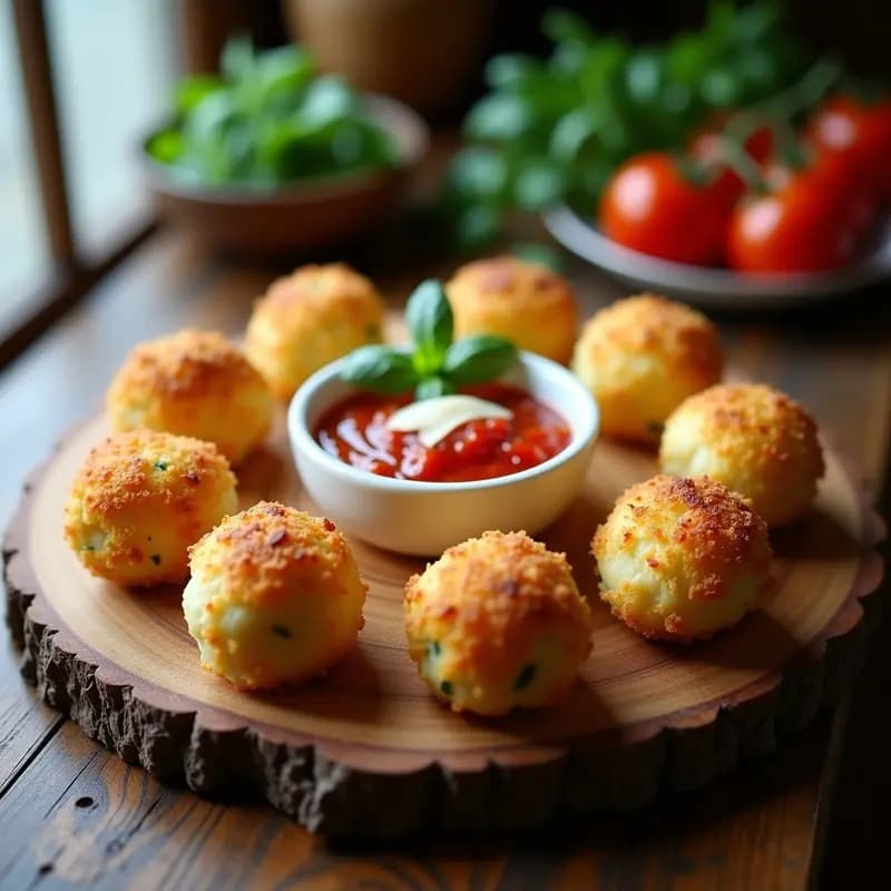 Bolas de Queso Mozzarella y Calabacín con Salsa de Pomodoro: Aperitivo Italiano Sin Horno