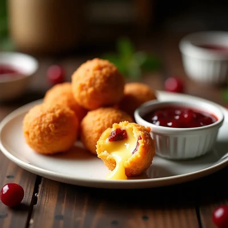 Bolas de Queso Fundido con Tocino y Mermelada de Arándanos: Explosión Dulce-Salada