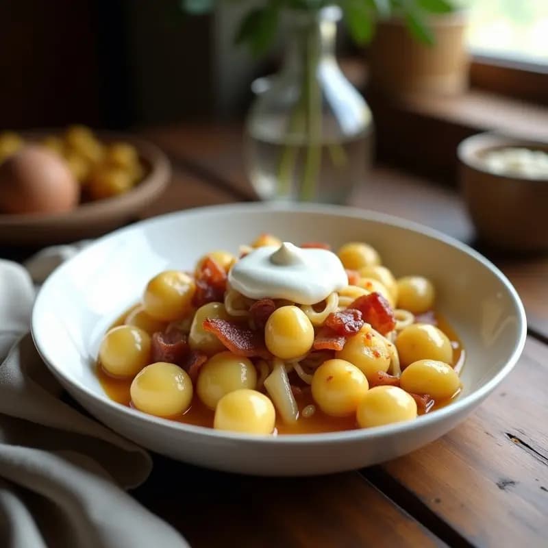 Boldog Galuska: Receta Húngara de Ñoquis de Harina con Tocino y Col