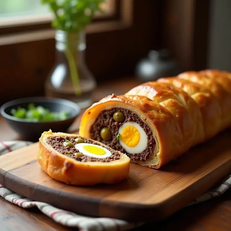 Boliche de Carnes Argentinas: Rollo Relleno de Carne, Huevo y Aceitunas en Horno