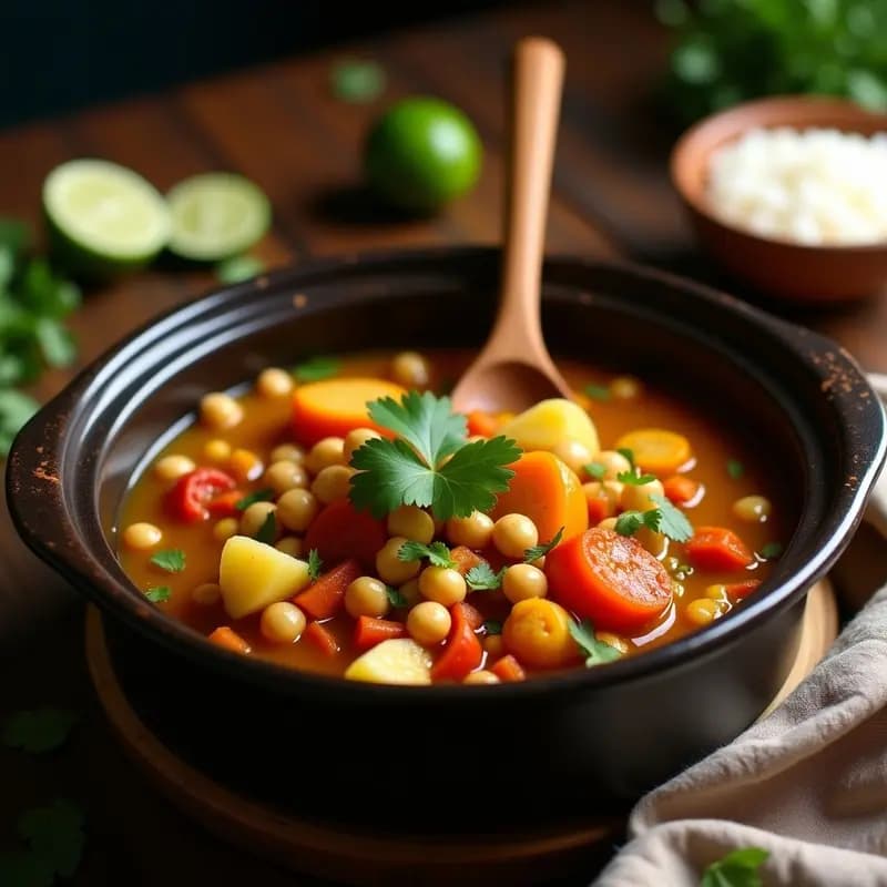 Boliche Criollo Dominicano con Garbanzos y Vegetales: Receta Vegana en Olla Lenta y Reconfortante