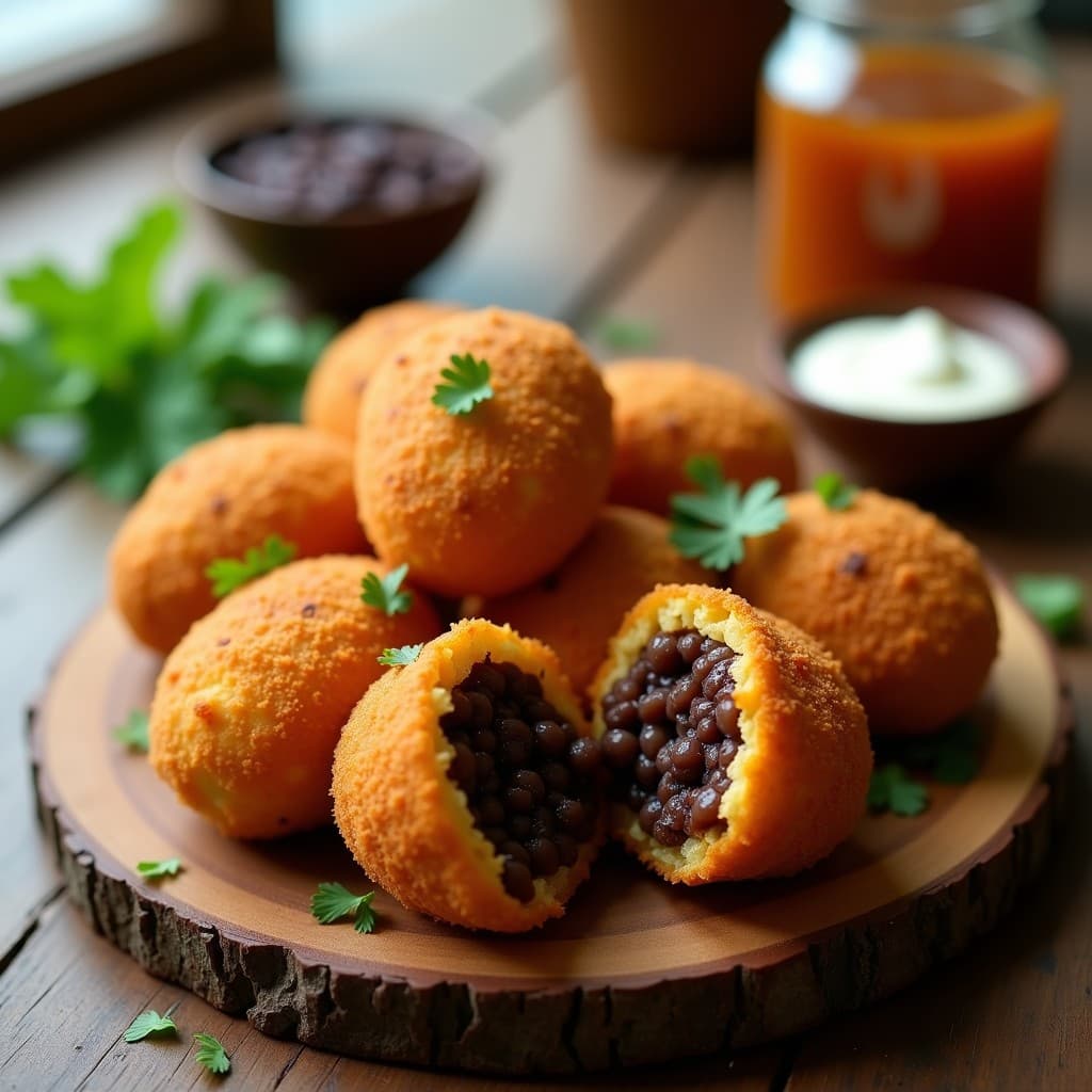 Bolinhas de Feijoada con Farofa de Yuca: Receta Brasilera Vegana en Airfryer Crujiente