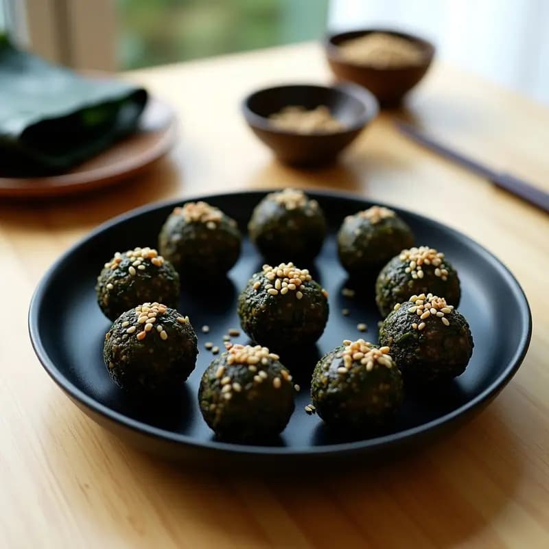 Bolitas de Amaranto y Alga Nori: Snack Japonés Alto en Hierro y Sin Cocción