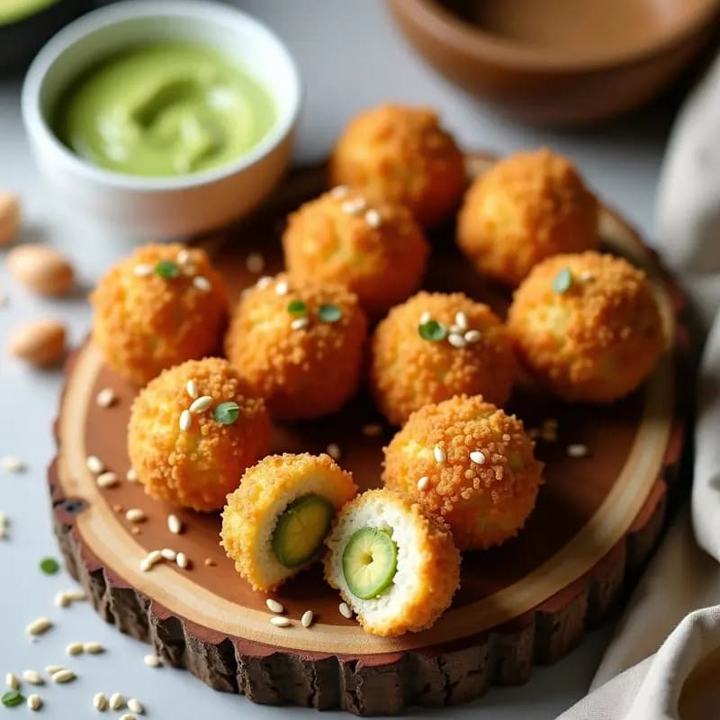 Bolitas de Arroz de Coliflor con Relleno de Atún y Aguacate: Aperitivo Keto Crujiente