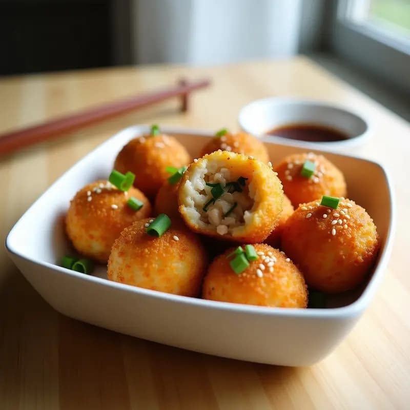 Bolitas de Arroz Frito con Pollo Teriyaki y Vegetales: Receta China en Airfryer para Tupper