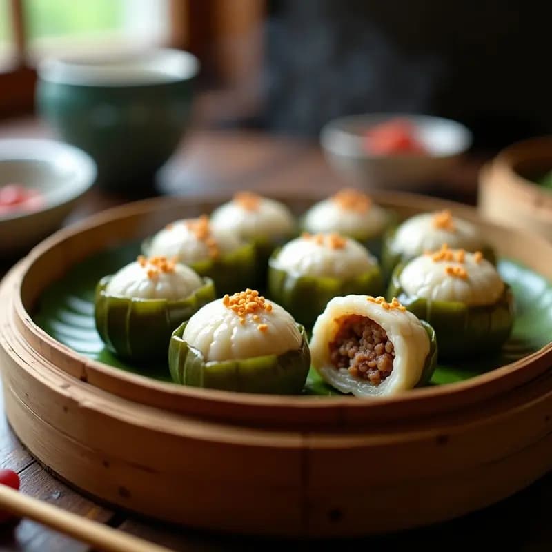 Bolitas de Arroz Glutinoso con Relleno de Cerdo y Setas Shiitake: Receta China para Año Nuevo