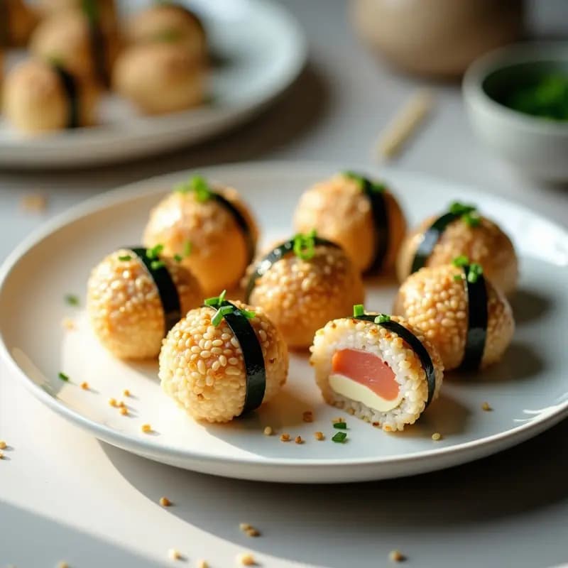 Bolitas de Arroz Glück con Salmón Ahumado y Queso Crema: Receta Japonesa Rápida y Alta en Proteína