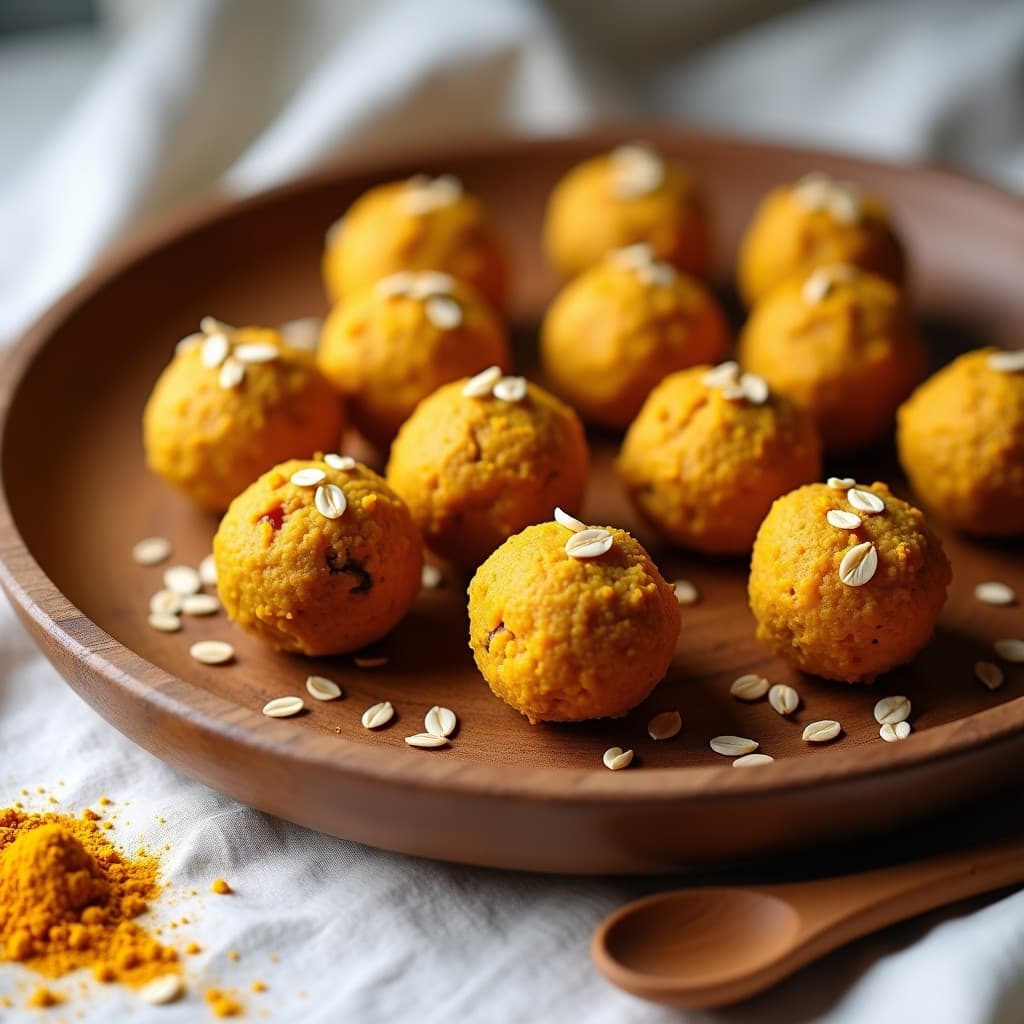 Bolitas de Avena y Cúrcuma con Pasas y Nuez Moscada: Snack Energético y Antiinflamatorio