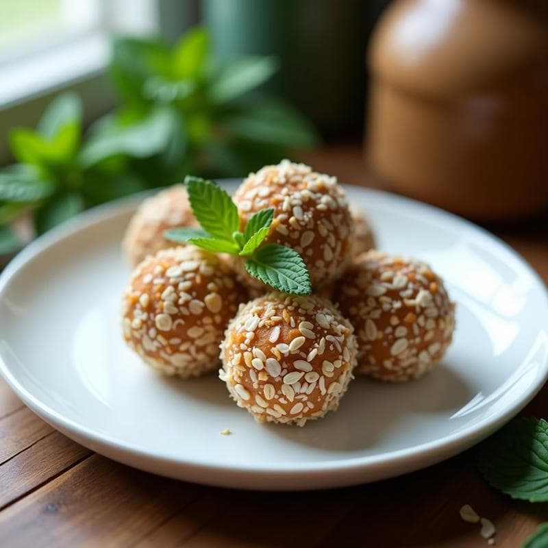 Bolitas de Avena y Dátiles con Esencia de menta: Snack Energético Sin Azúcar