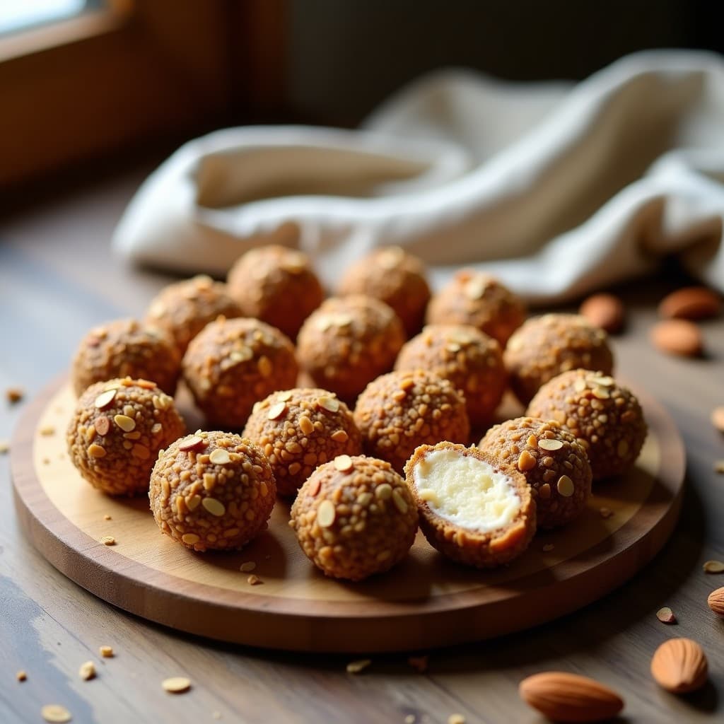 Bolitas de Avena y Dátiles con Relleno de Pasta de Almendras: Snack Energético Sin Cocción