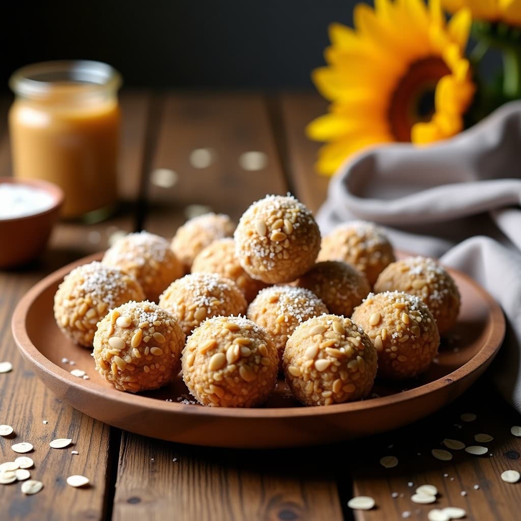 Bolitas de Avena y Semillas de Girasol con Mantequilla de Maní: Snack Energético Sin Horno