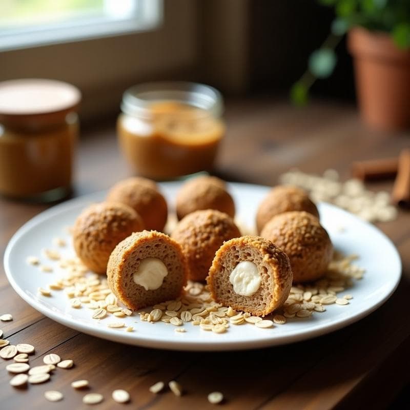 Bolitas de Avena y Protein Powder con Relleno de Crema de Cacahuete: Snack Post-Entreno Sin Azúcar