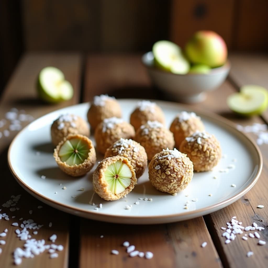 Bolitas de Avena y Proteína con Relleno de Manzana: Snack Energético Sin Cocinar