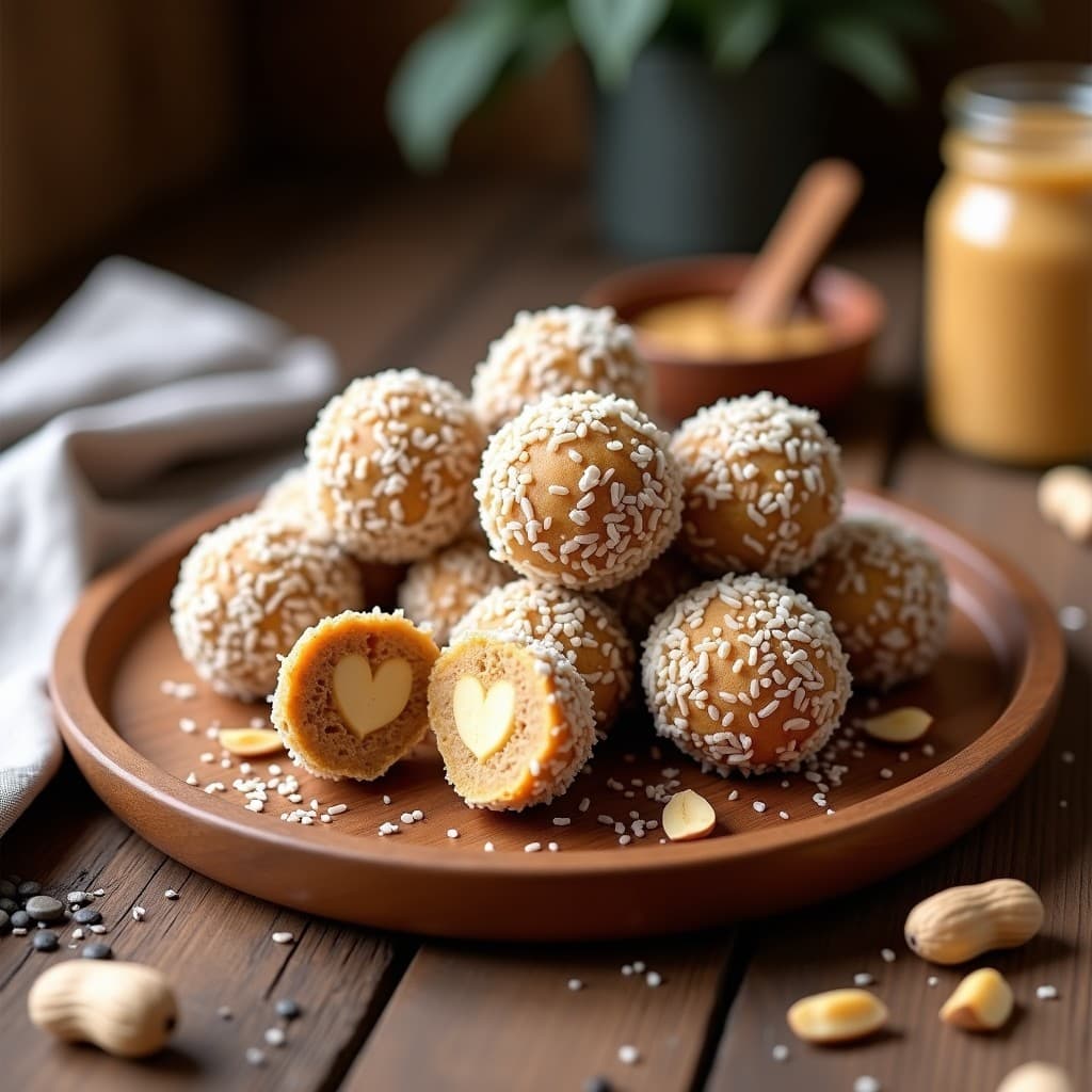 Bolitas de Avena y Proteína con Relleno de Mantequilla de Cacahuete: Snack Fitness Sin Horno