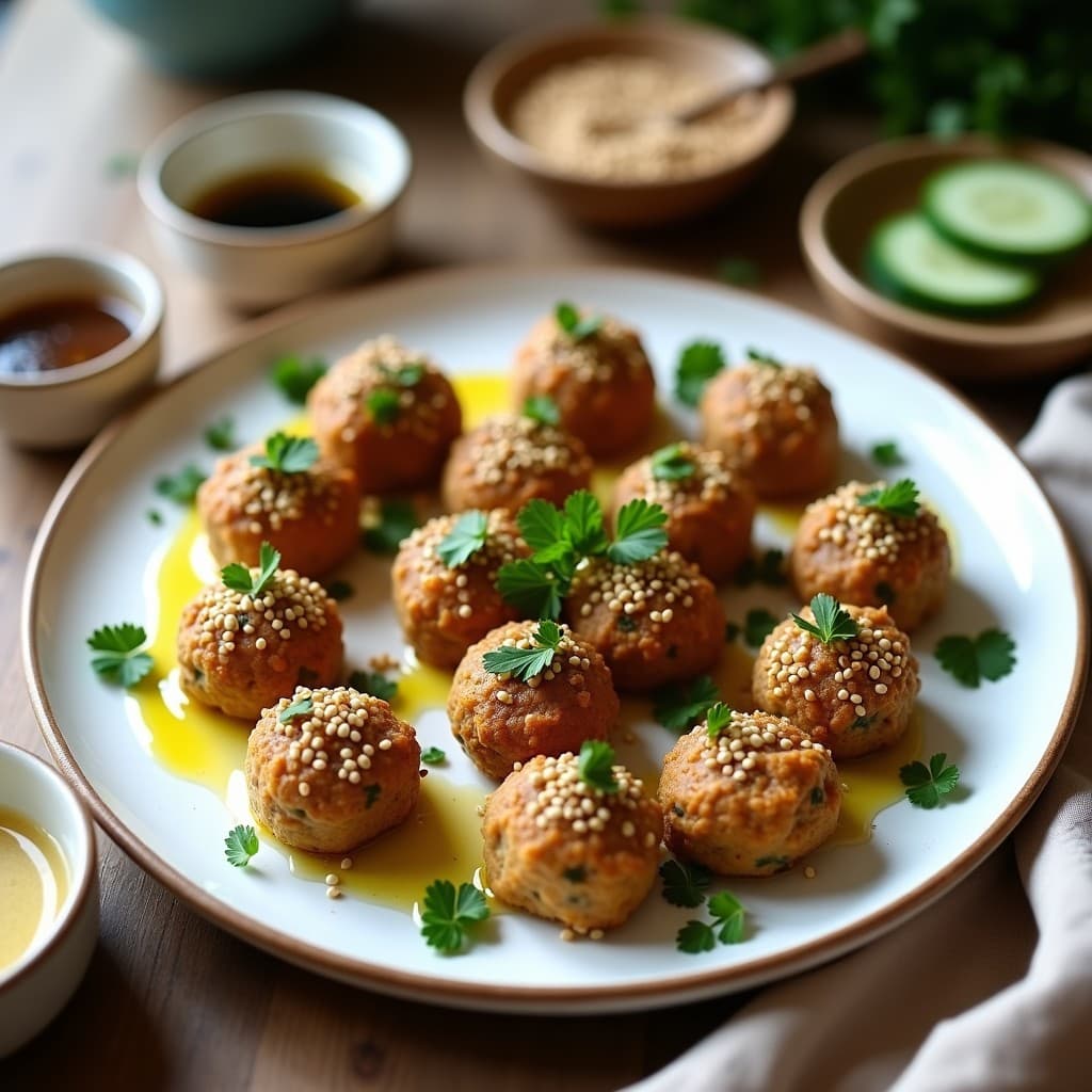 Bolitas de Berenjena Ahumada y Tahini: Aperitivo Árabe Vegano y Sin Cocción