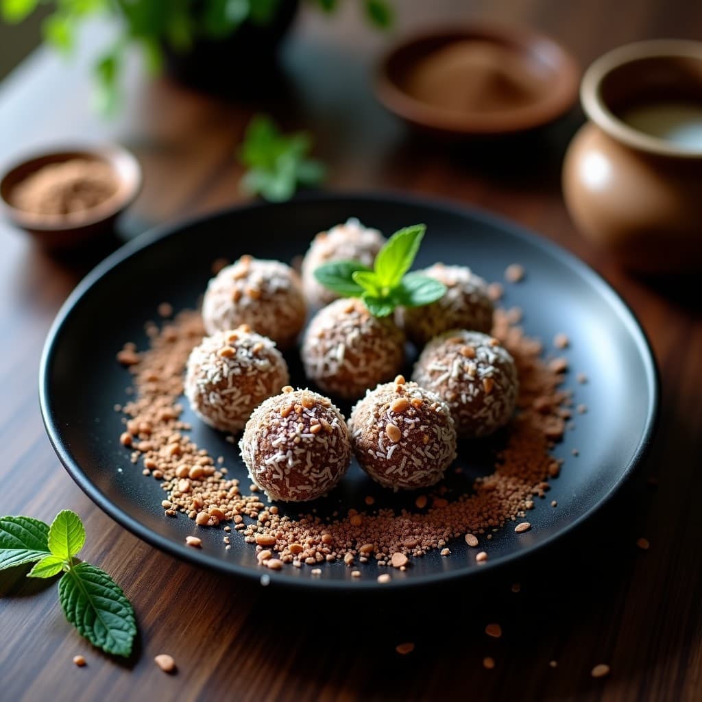 Bolitas de energetic de café y cacao con semillas de baobab
