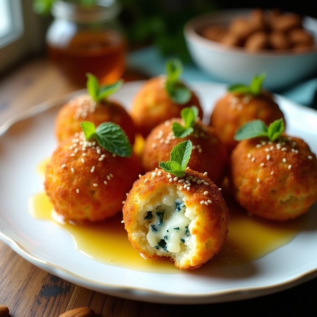 Bolitas de Cauliflower y Queso Azul con Miel: Aperitivo Griego en Airfryer