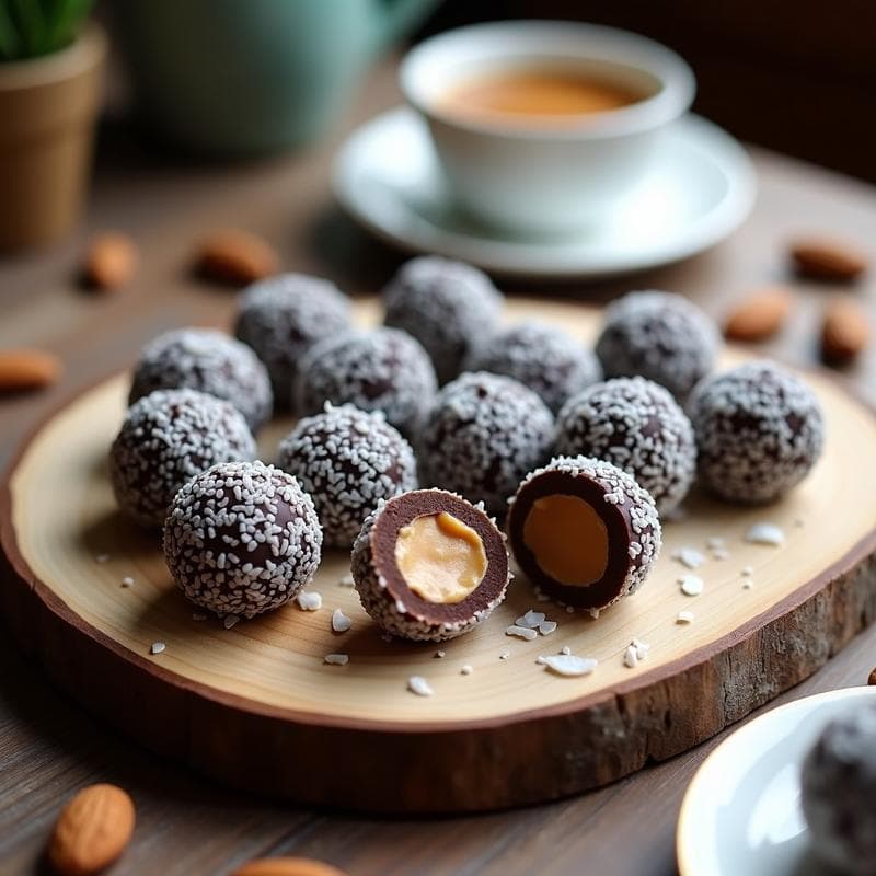 Bolitas de Chía y Cacao con Relleno de Mantequilla de Almendras: Postre Keto Sin Horno
