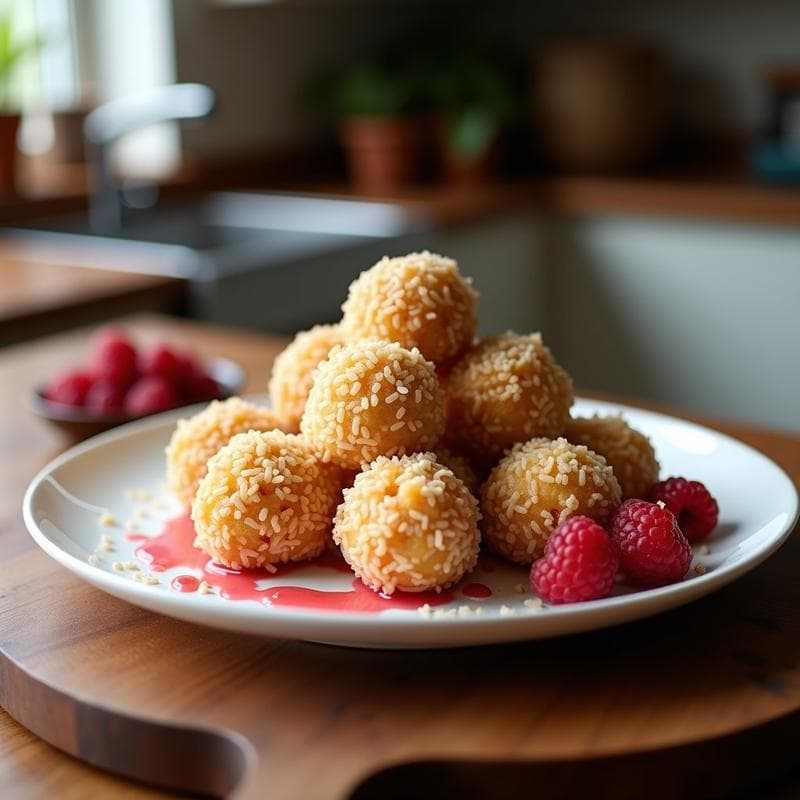 Bolitas de Coco y Almendra con Mermelada de Frambuesa: Postre Keto Sin Horno