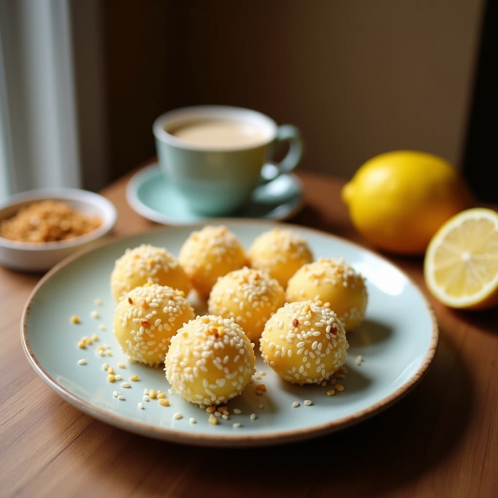 Bolitas de Coco y Limón con Semillas de Sésamo: Postre Tailandés Sin Gluten